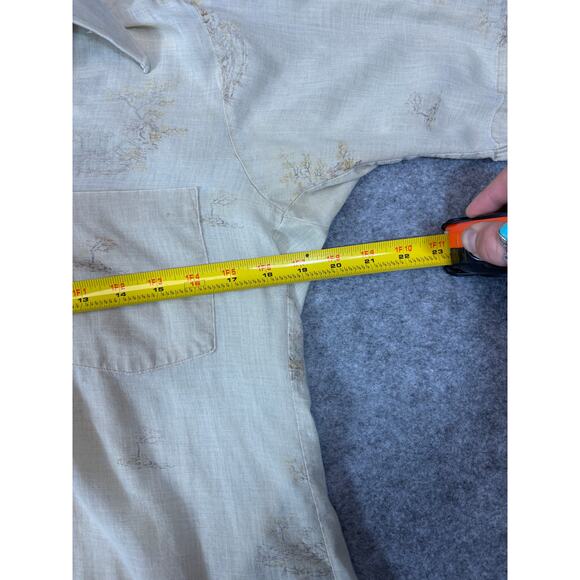 VINTAGE Van Heusen Van Dual Sport Shirt Mens Small Beige Short Sleeve Retro - Picture 2 of 7